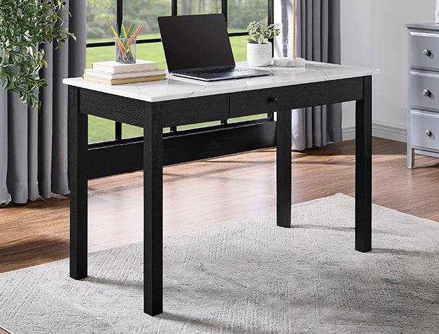 Rylee Black Faux Marble Top Office Desk by Crown Mark at Eve Furniture