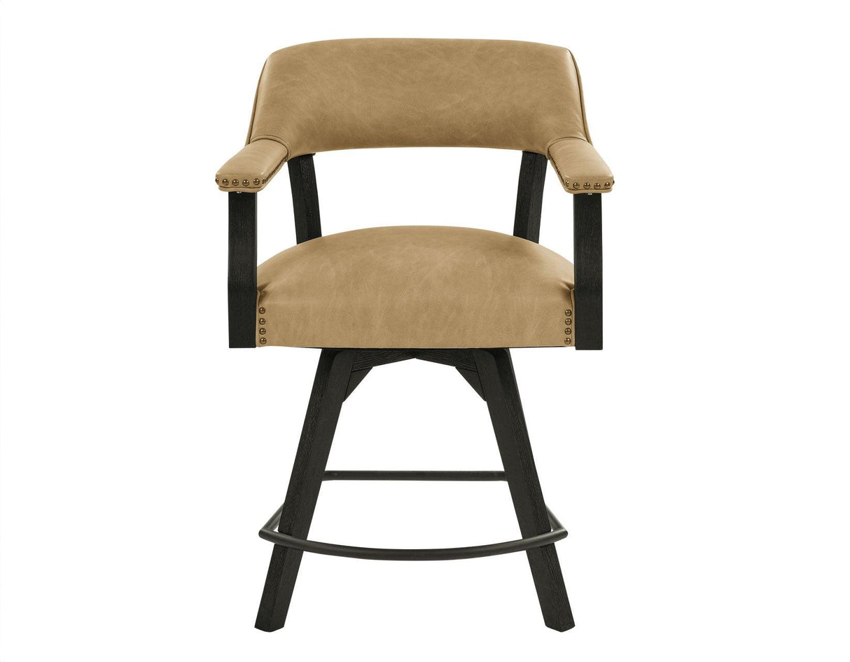 Rylie 24″ Counter Captains Chair, Black Finish with Sand Vegan Leather by Steve Silver at Eve Furniture