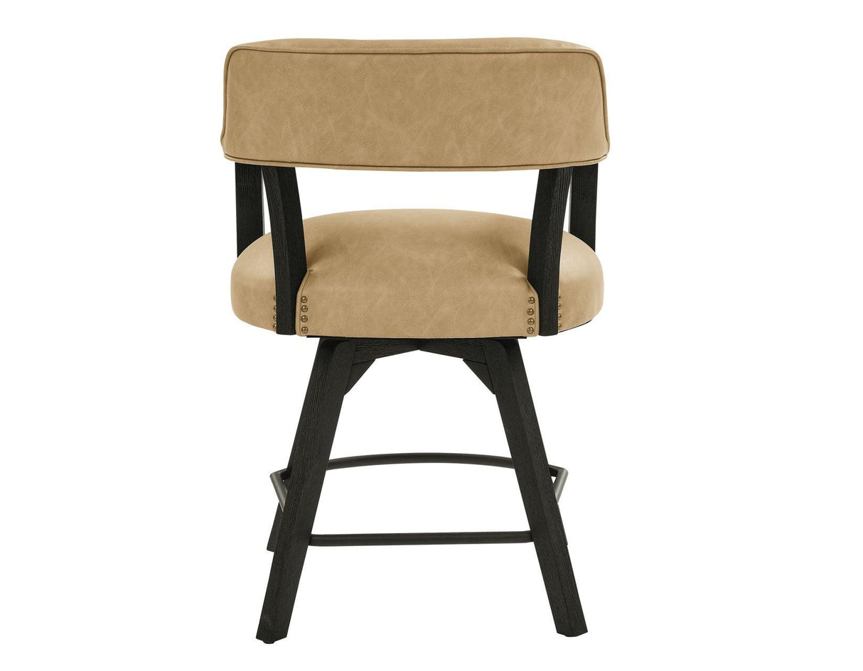 Rylie 24″ Counter Captains Chair, Black Finish with Sand Vegan Leather by Steve Silver at Eve Furniture