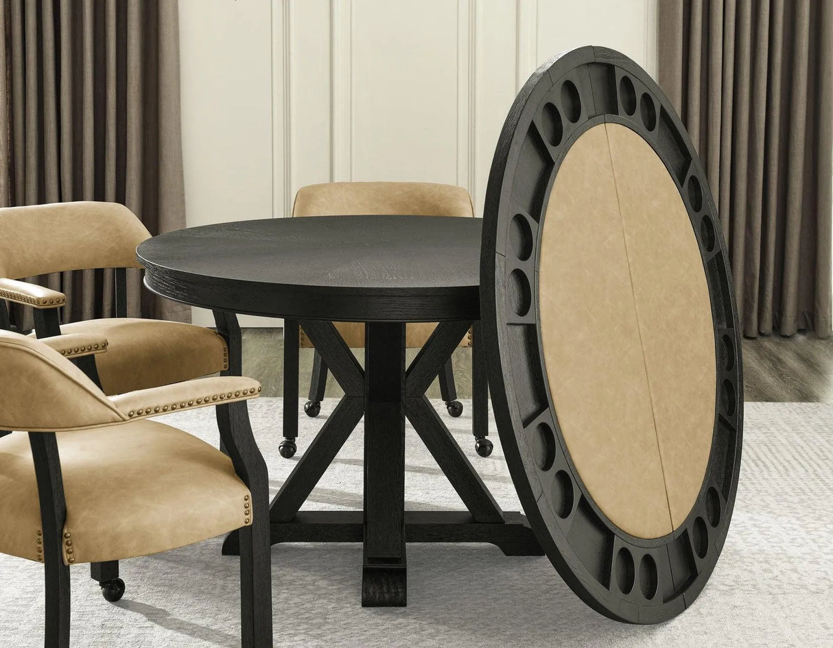 Rylie 6-Piece Game Dining Set, Black Finish by Steve Silver at Eve Furniture