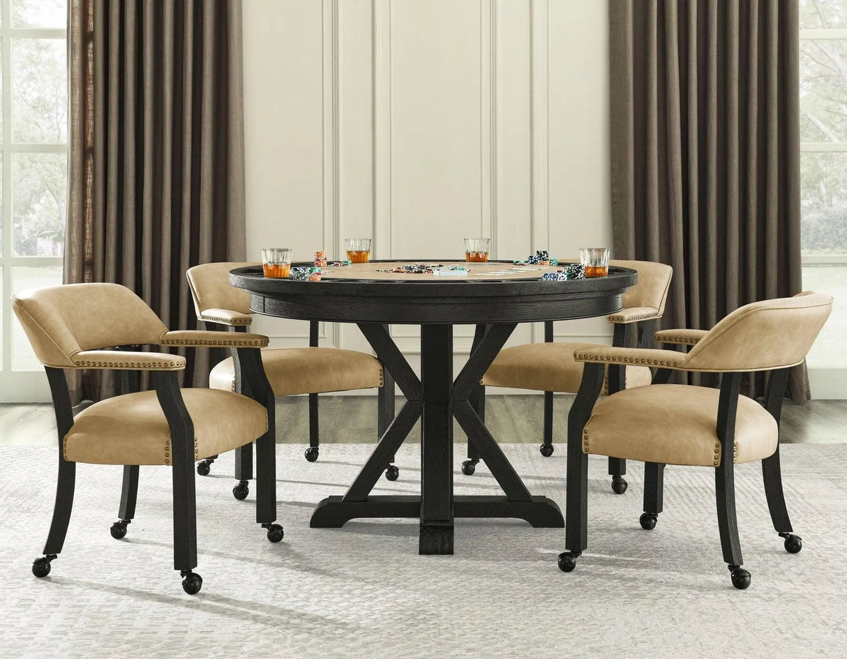 Rylie 6-Piece Game Dining Set, Black Finish by Steve Silver at Eve Furniture