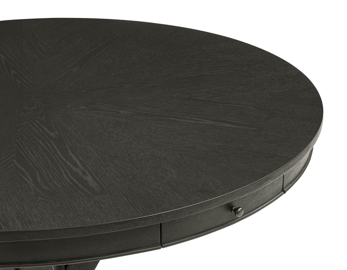 Rylie 48-inch Round Counter Dining Table with 4 Drawers and Game Top, Black Finish by Steve Silver at Eve Furniture