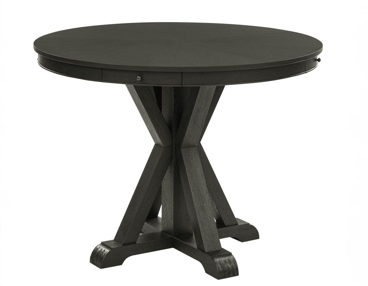 Rylie 48-inch Round Counter Dining Table with 4 Drawers, Black Finish by Steve Silver at Eve Furniture