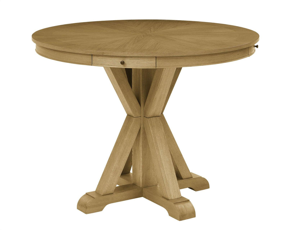 Rylie 48-inch Round Counter Dining Table with 4 Drawers, Natural Finish by Steve Silver at Eve Furniture