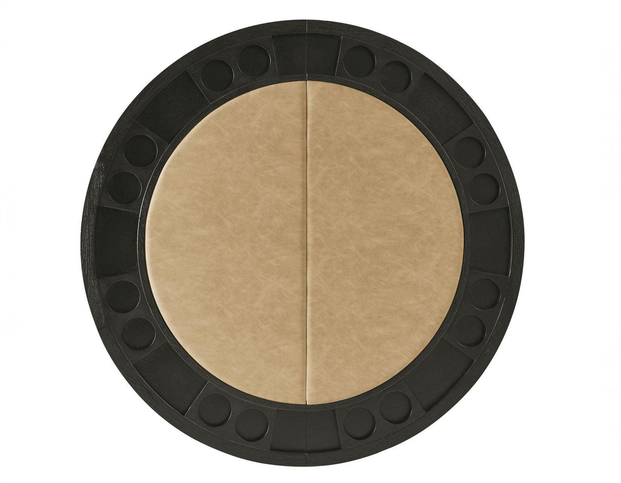 Rylie 48-inch Round Dining Table with Folding Game Top, Black Finish by Steve Silver at Eve Furniture