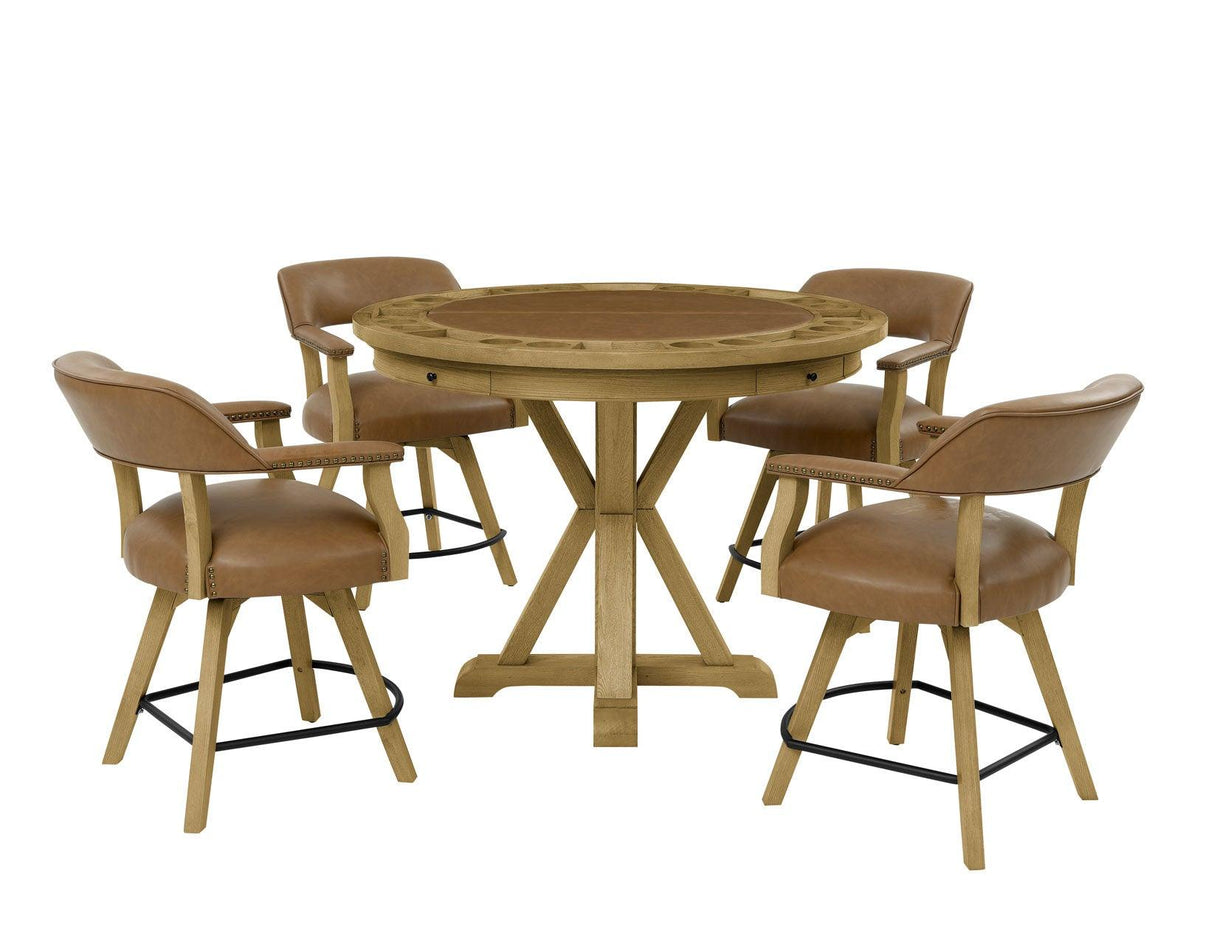 Rylie 6-Piece Counter Game Dining Set, Natural Finish by Steve Silver at Eve Furniture