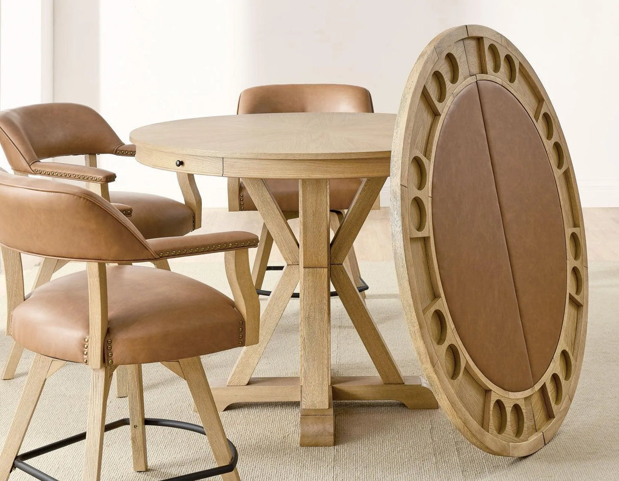 Rylie 6-Piece Counter Game Dining Set, Natural Finish by Steve Silver at Eve Furniture