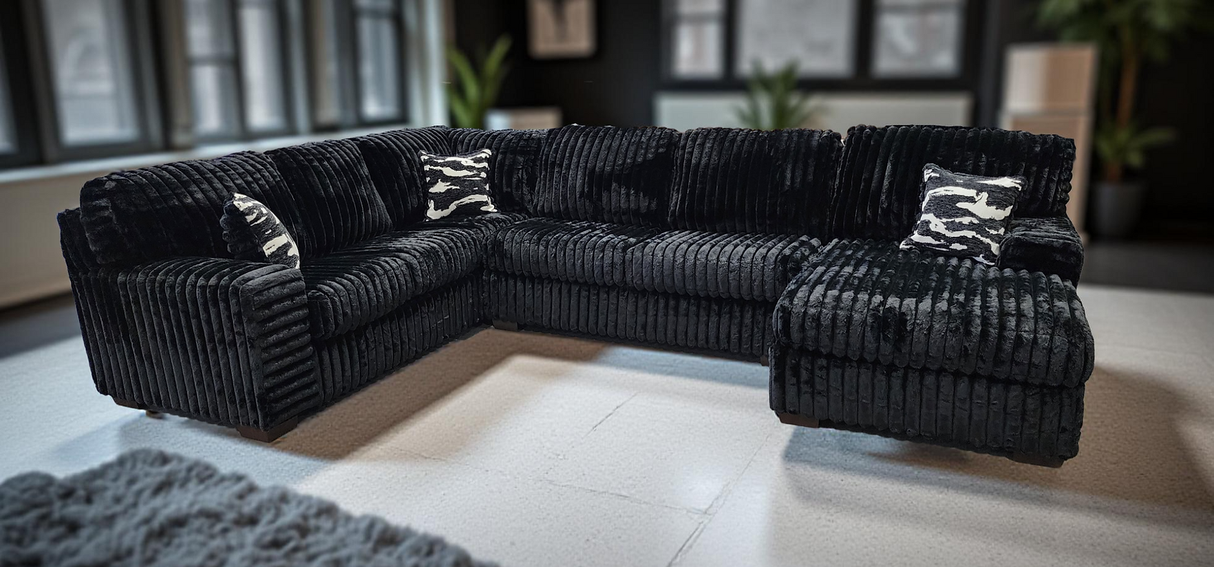 Austin Black 3-Piece Right Arm Facing (RAF) Sectional by New Era Innovations at Eve Furniture