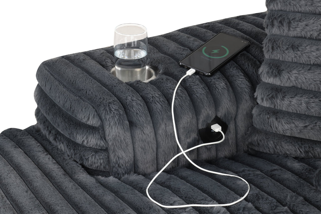 Lunova Gray Oversized Chaise Lounge by Happy Homes at Eve Furniture