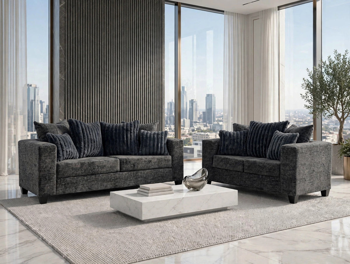 Bressilyn Charcoal Sofa & Loveseat by Happy Homes at Eve Furniture