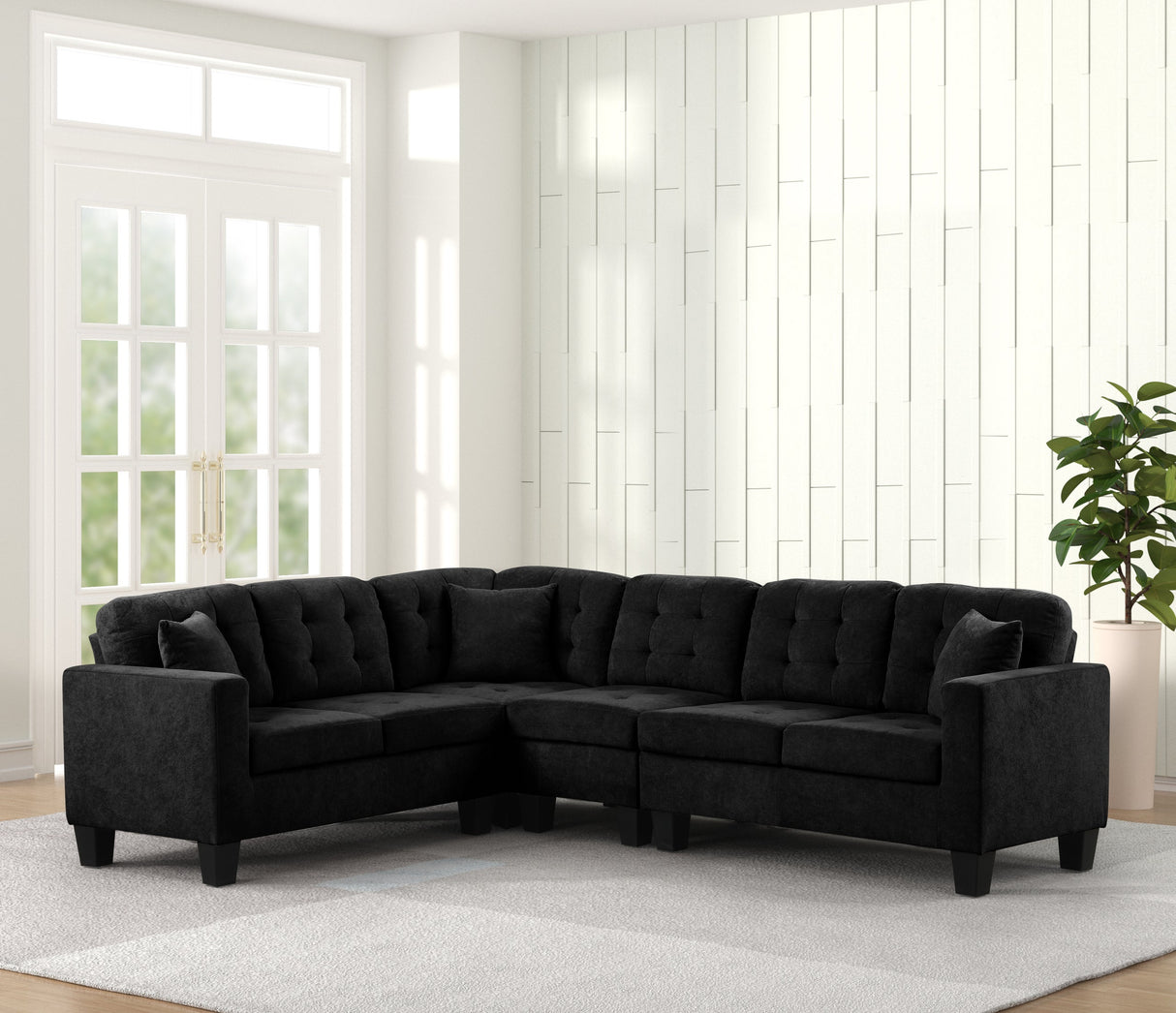Logan Black Performance Fabric Reversible Sectional by Happy Homes at Eve Furniture
