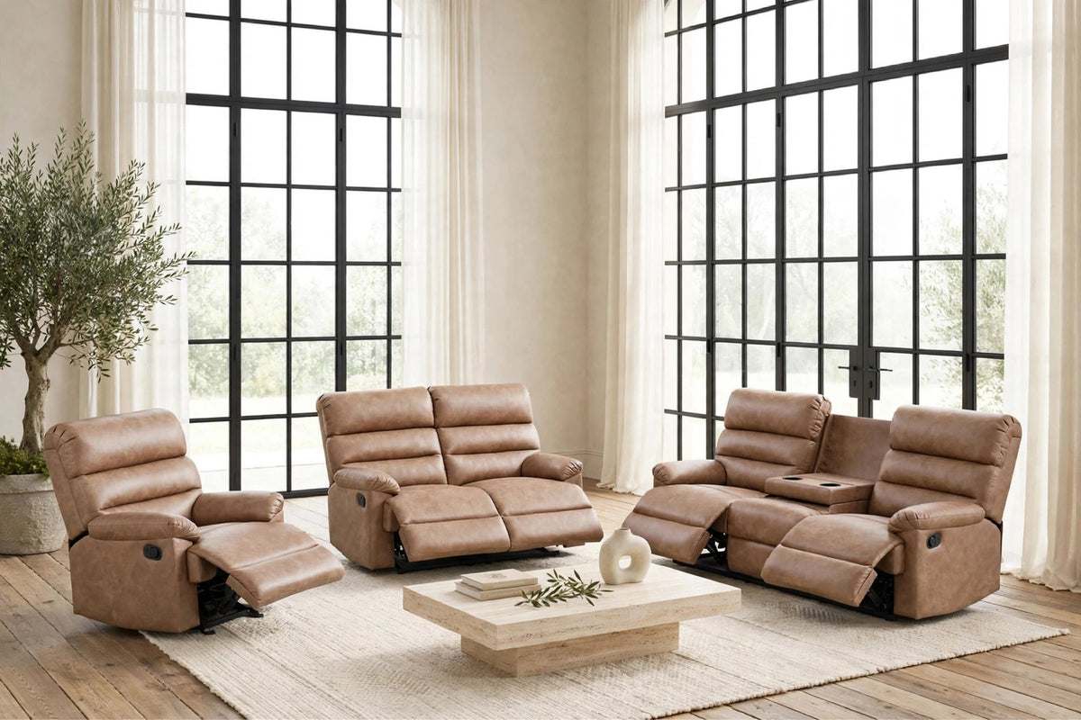 Albert Saddle 3-Piece Reclining Living Room Set by Happy Homes at Eve Furniture