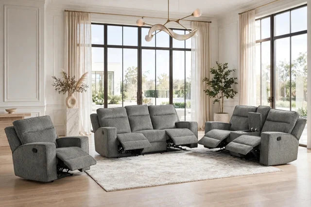 Hudson Charcoal 3-Piece Reclining Set by Happy Homes at Eve Furniture