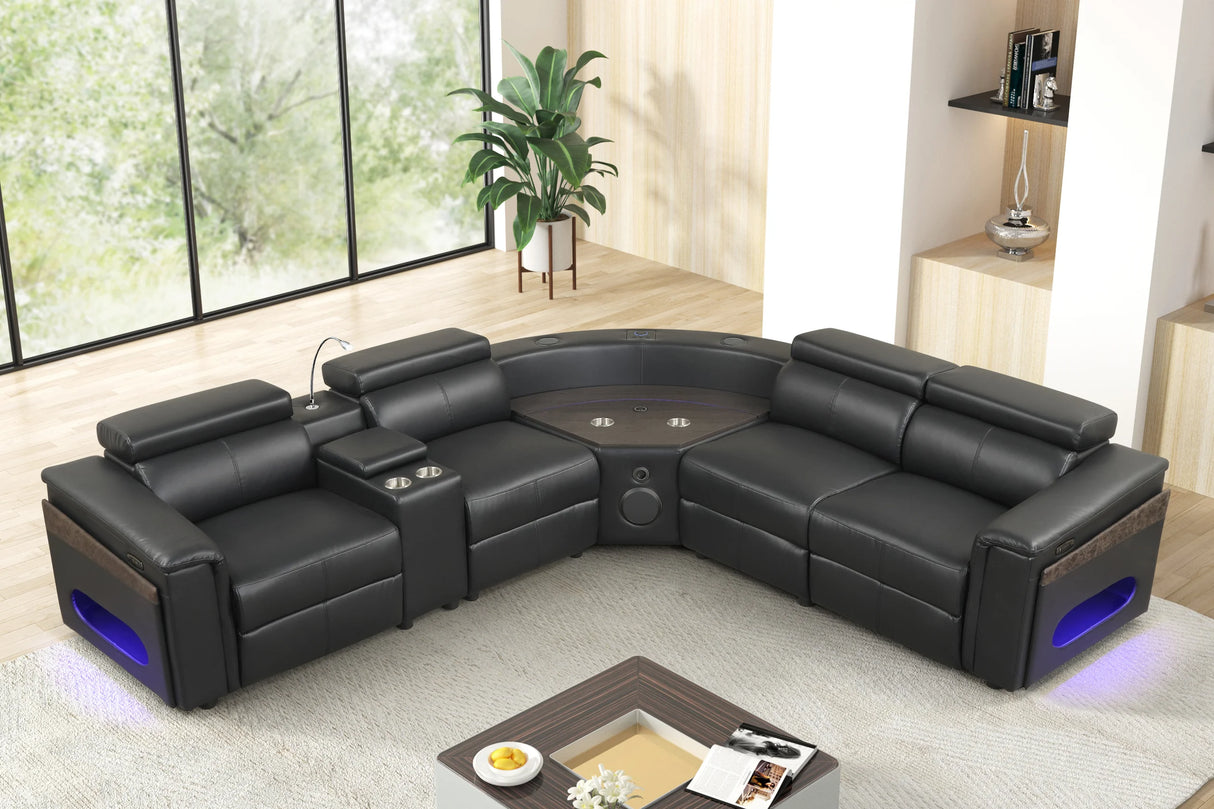 Holiday Black Power Reclining Sectional (w/ Bluetooth Speakers)