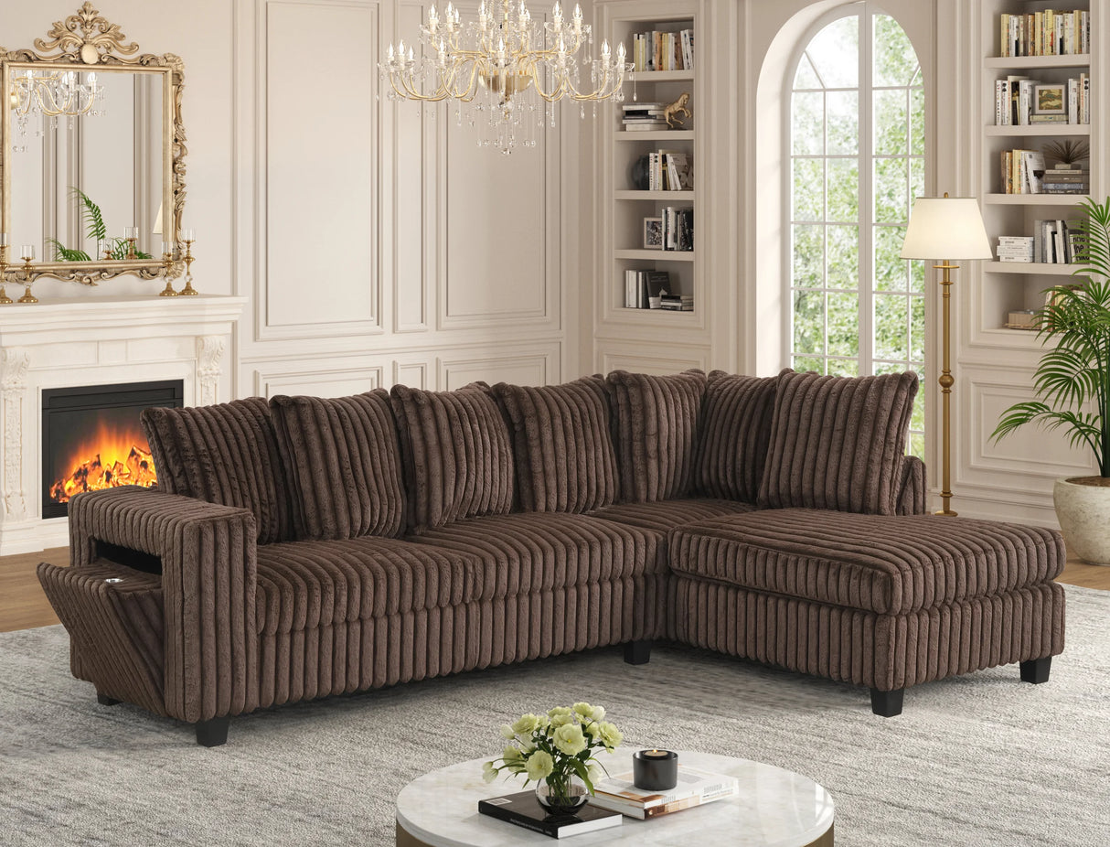 Rene Chocolate RAF Reversible Sectional by Happy Homes at Eve Furniture