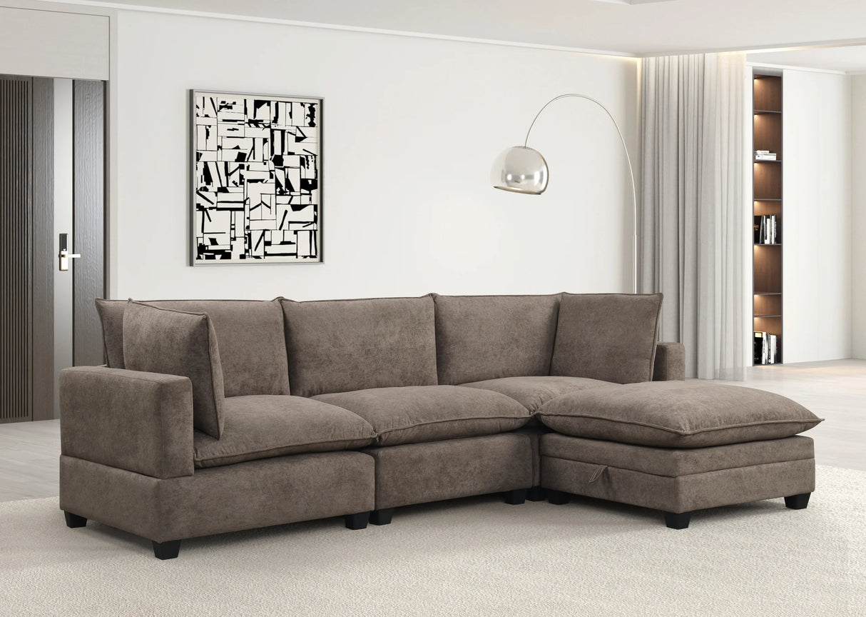 Cloud Mocha Modular Performance Fabric Sectional