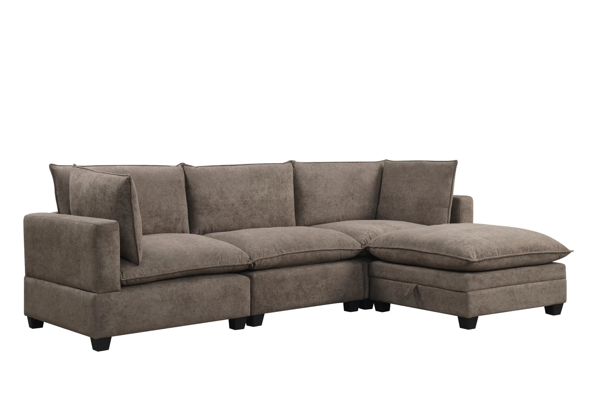 Cloud Mocha Modular Performance Fabric Sectional