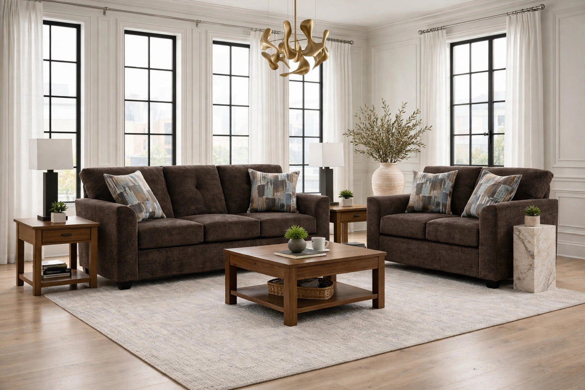 Washington Chocolate Sofa & Loveseat Set by Happy Homes at Eve Furniture