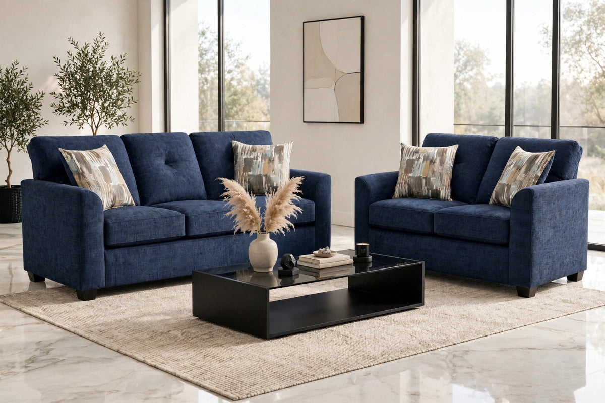 Washington Navy Sofa & Loveseat Set by Happy Homes at Eve Furniture