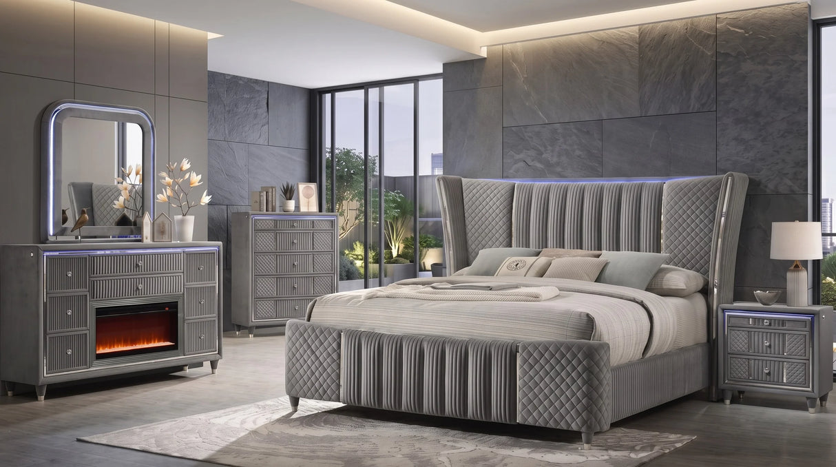 Cleopatra Gray Bedroom Set