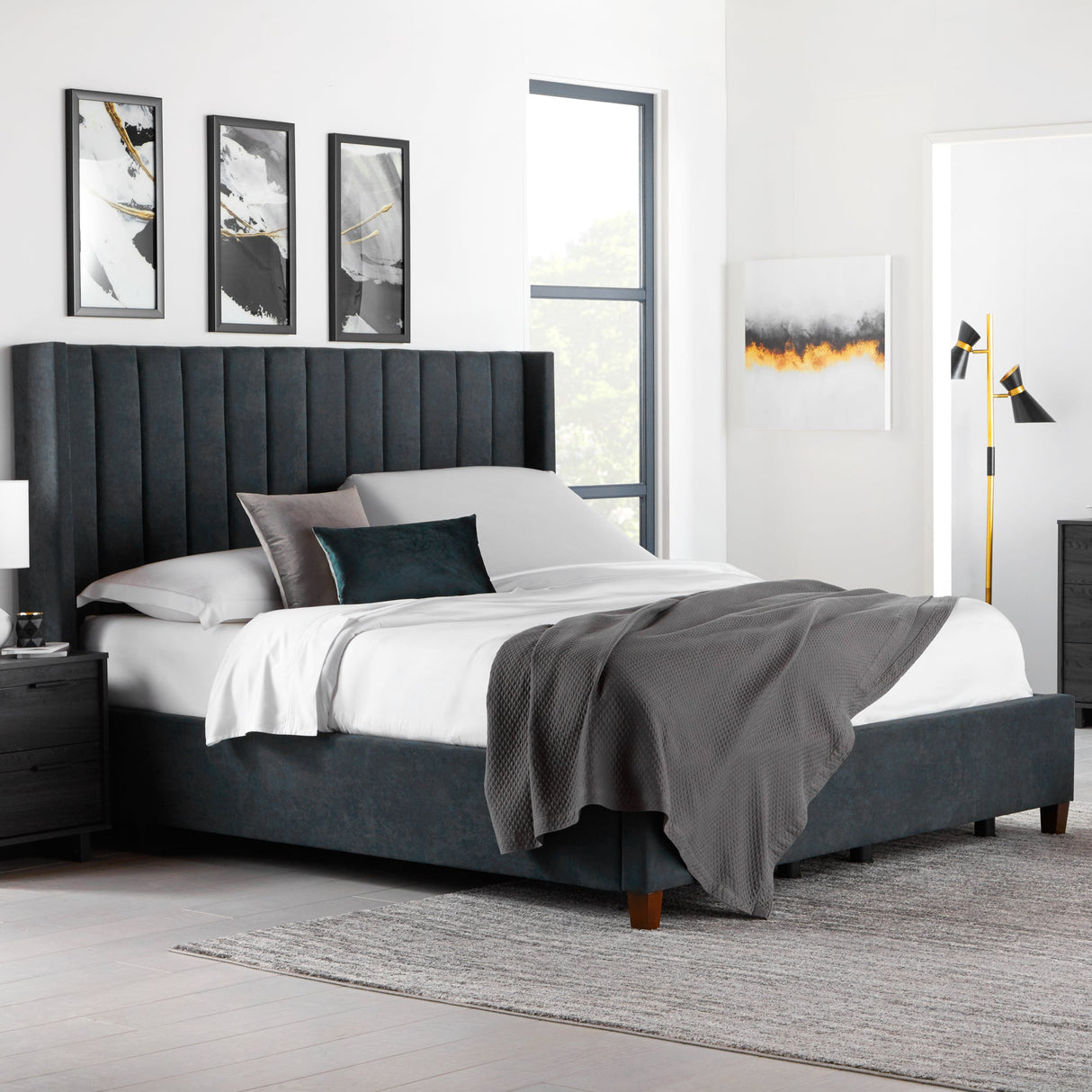 S755 Charcoal Queen Adjustable Base by Malouf at Eve Furniture