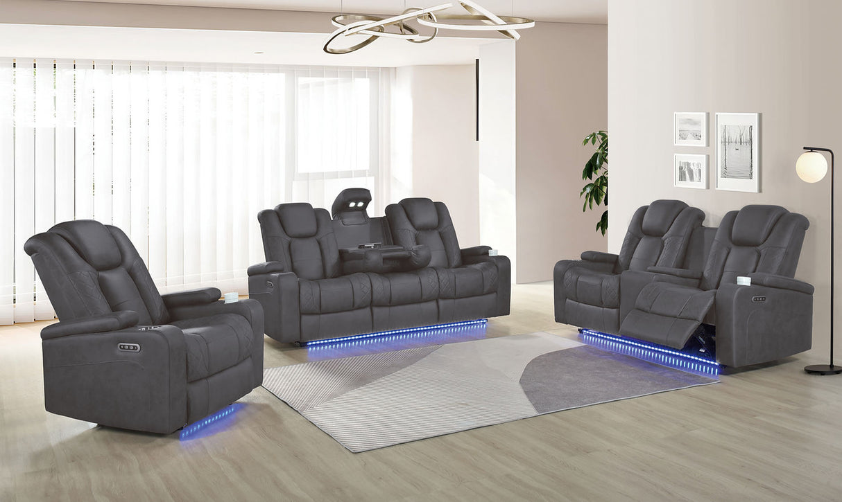 Ashley Grey 3-Piece Power Reclining Living Room Set by New Era Innovations at Eve Furniture