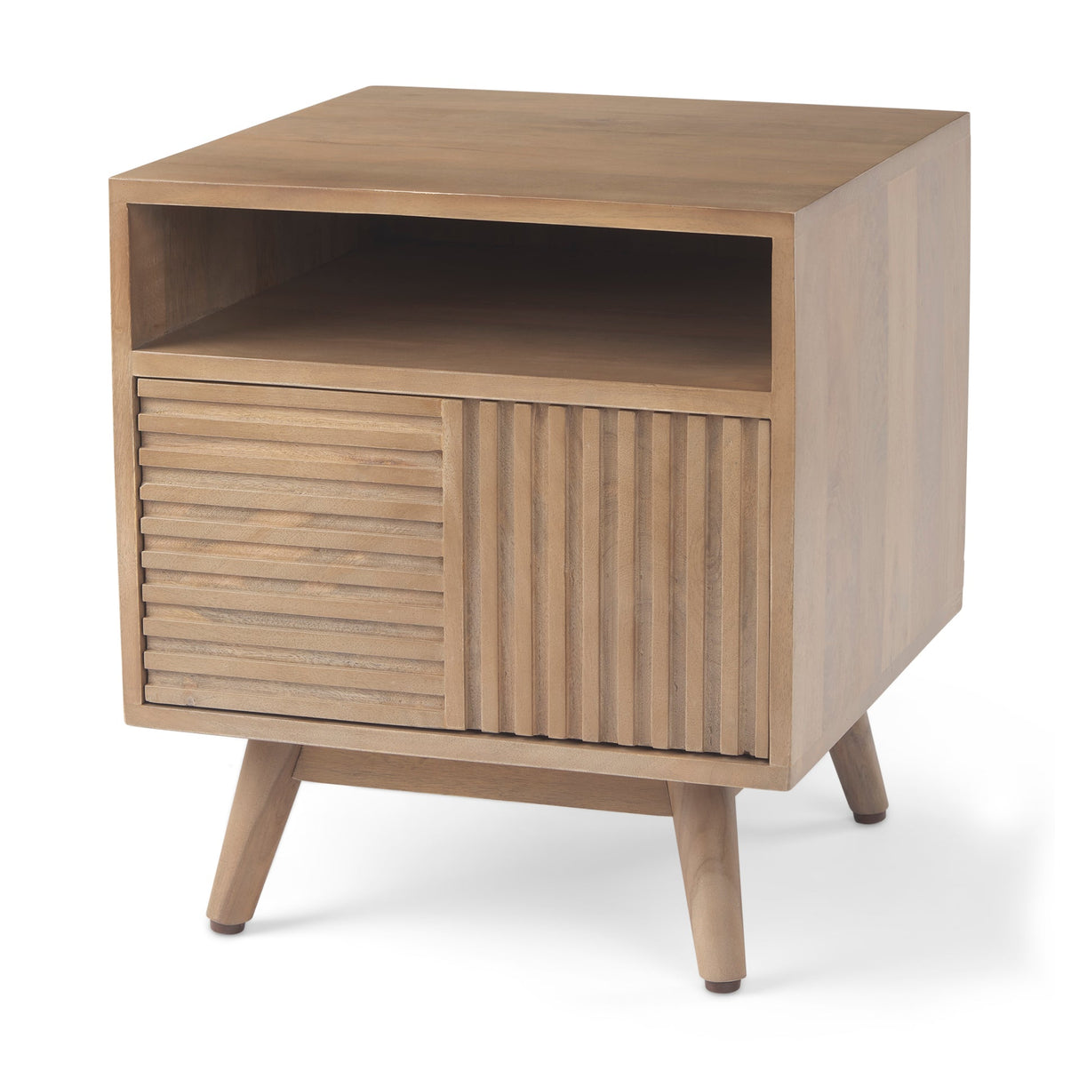 Sable 19.0L x 19.0W x 21.5H Light Brown Wood Side Table by Mercana at Eve Furniture