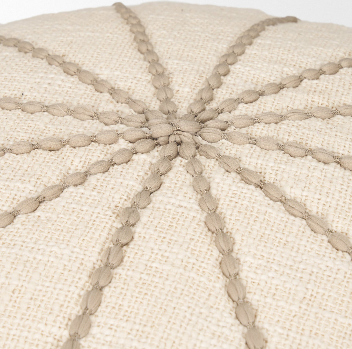 Sachi Beige w/ Stitching Pouf by Mercana at Eve Furniture