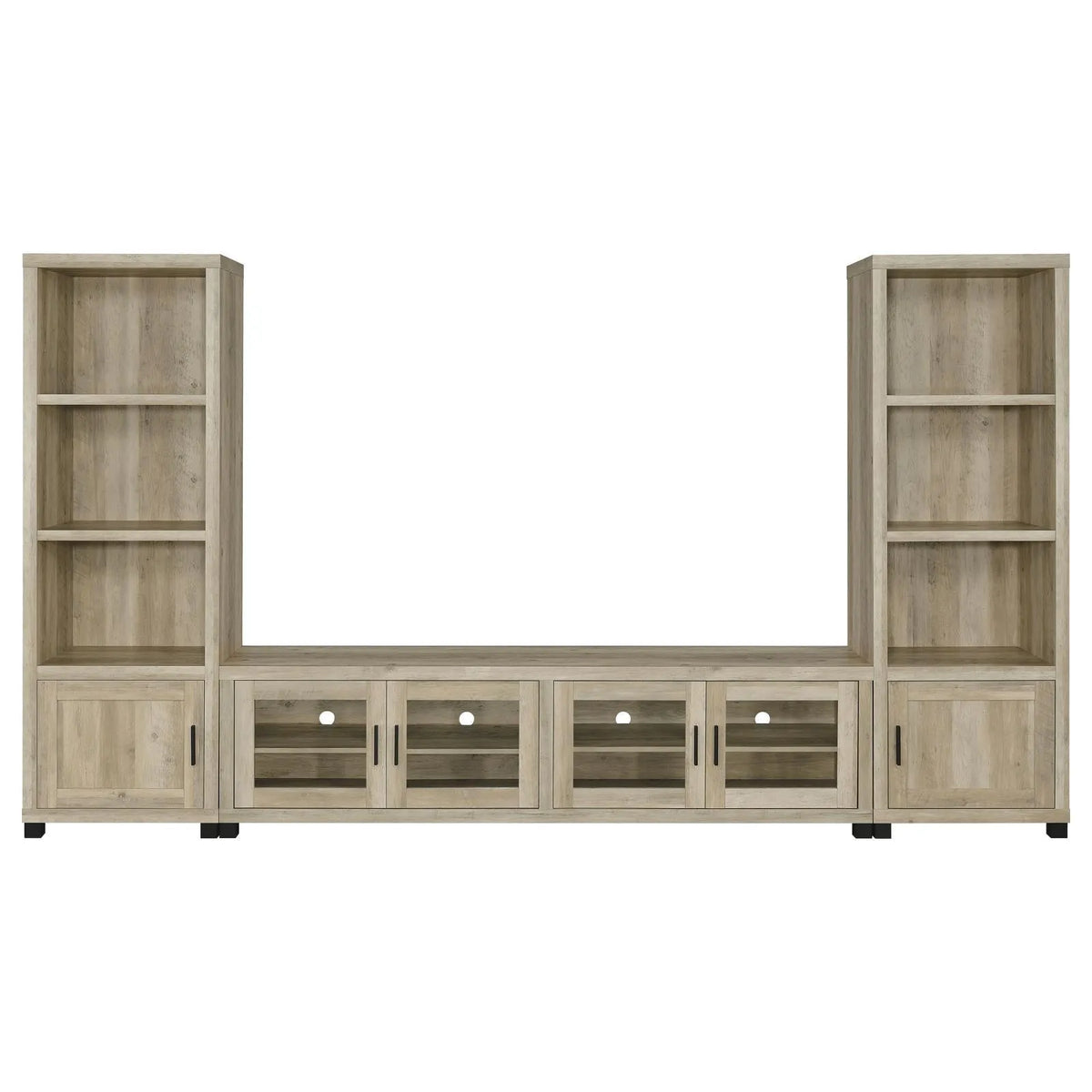 Sachin Antique Pine 3-shelf Media Tower With Storage Cabinet by Coaster at Eve Furniture