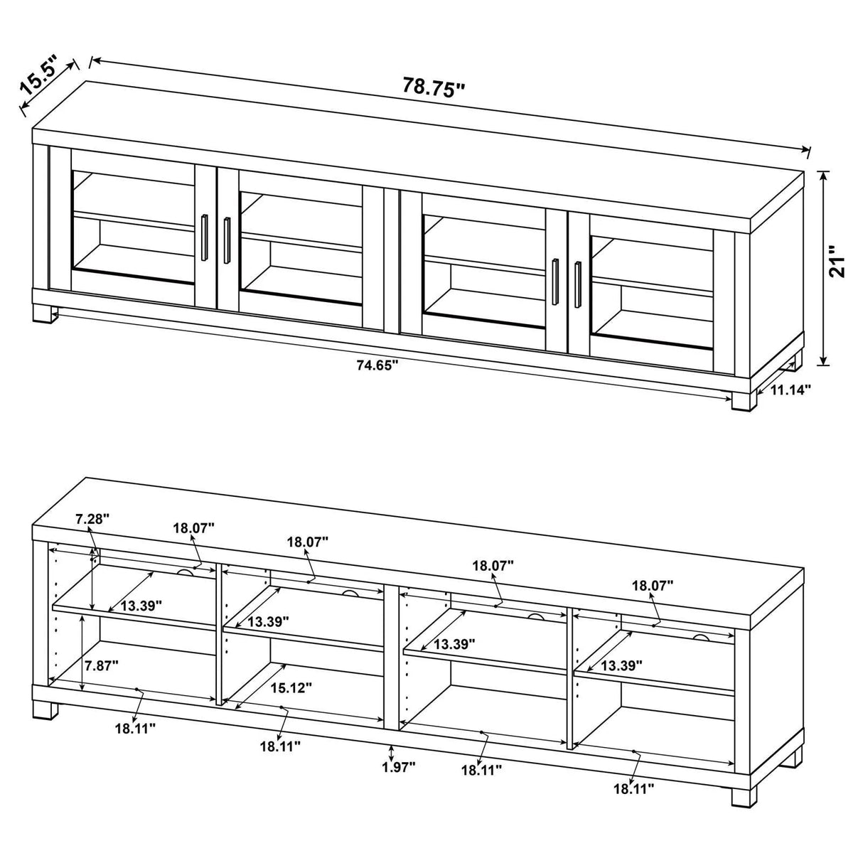 Sachin Rectangular TV Console with Glass Doors by Coaster at Eve Furniture