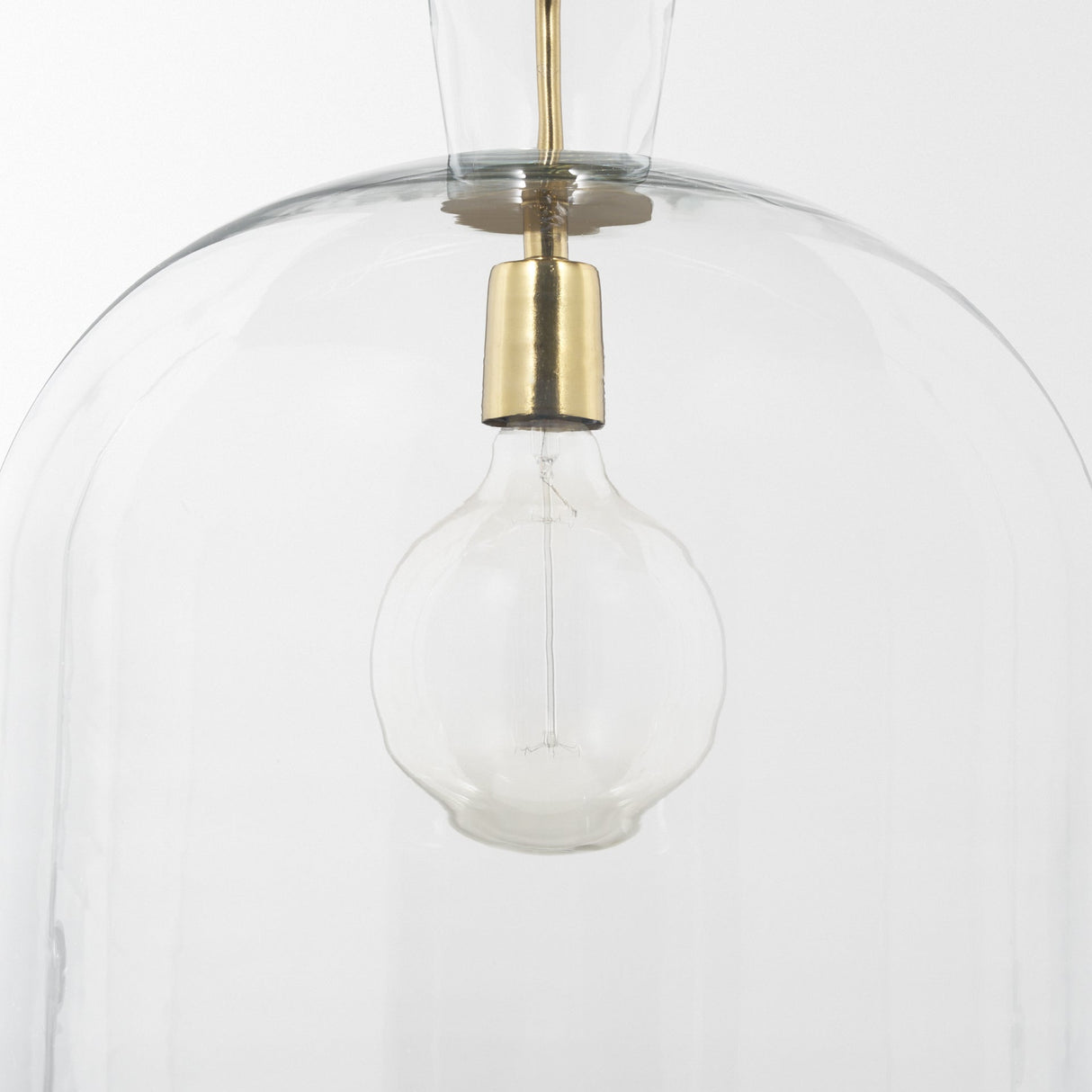 Sadah Large Clear Blown Glass w/ Gold Metal Pendant Light by Mercana at Eve Furniture