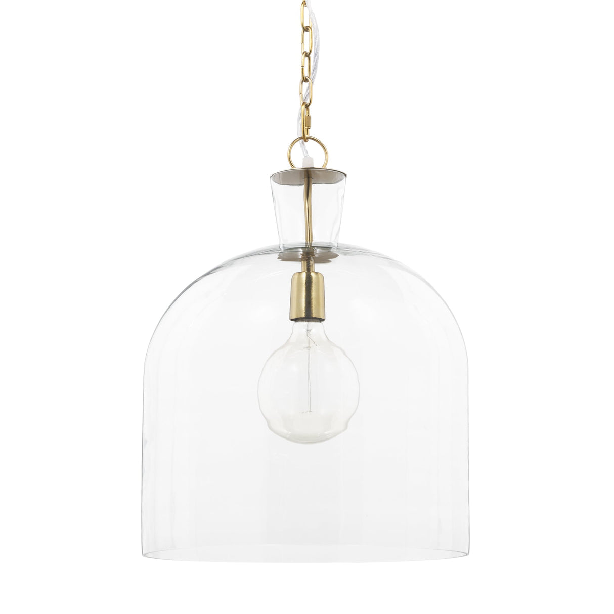 Sadah Large Clear Blown Glass w/ Gold Metal Pendant Light by Mercana at Eve Furniture