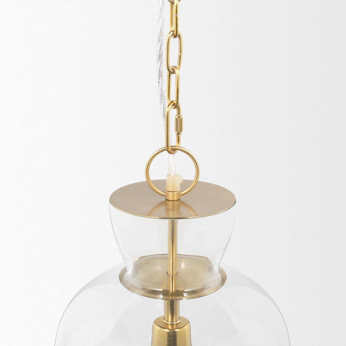 Sadah Tall Clear Blown Glass w/ Gold Metal Pendant Light by Mercana at Eve Furniture