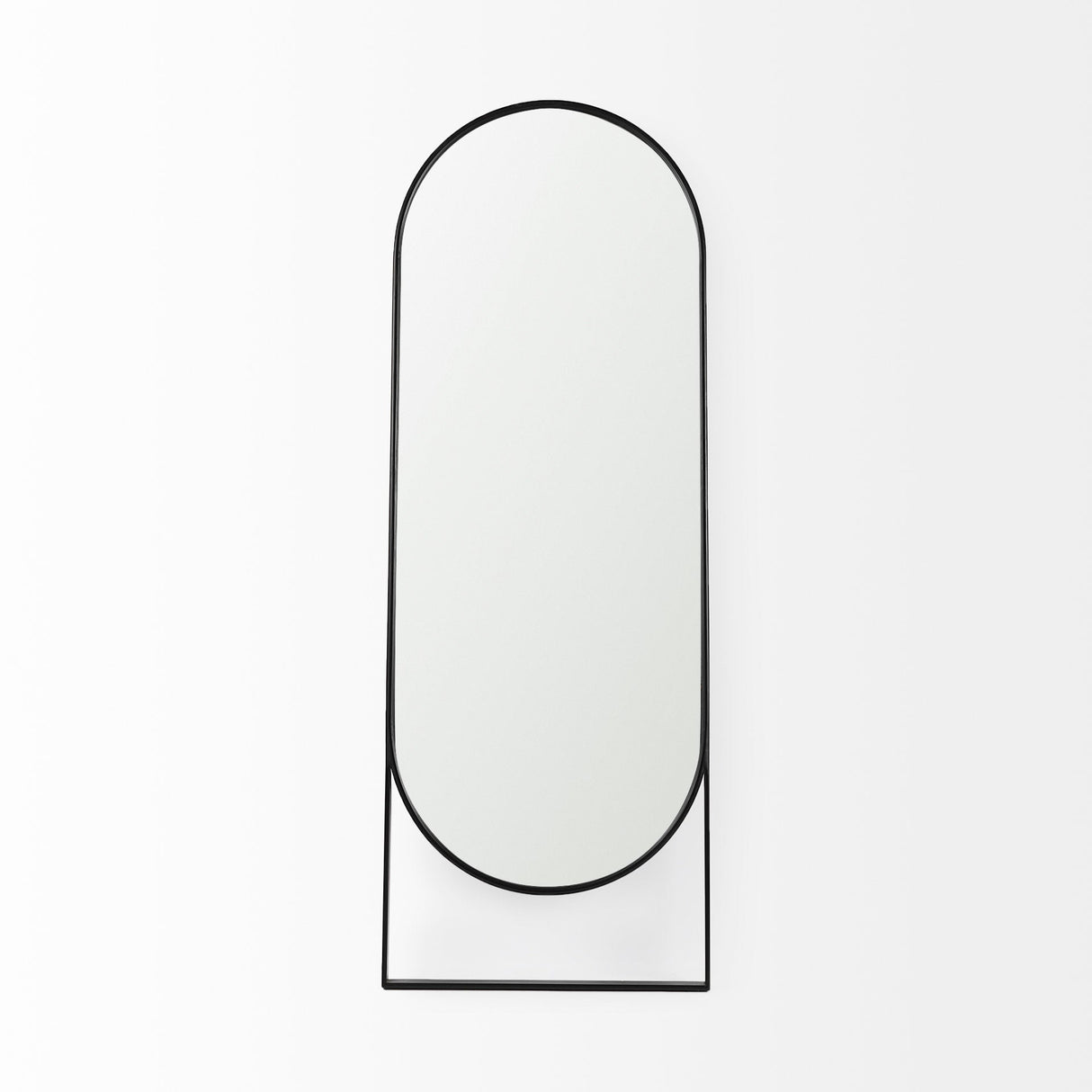 Sadie Black Metal Rounded Arch Floor Mirror by Mercana at Eve Furniture