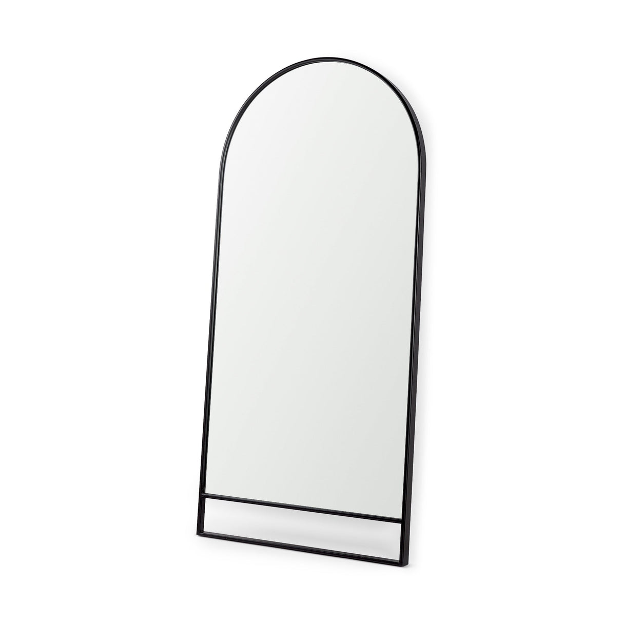 Sadie Black Metal Rounded Arch Floor Mirror by Mercana at Eve Furniture