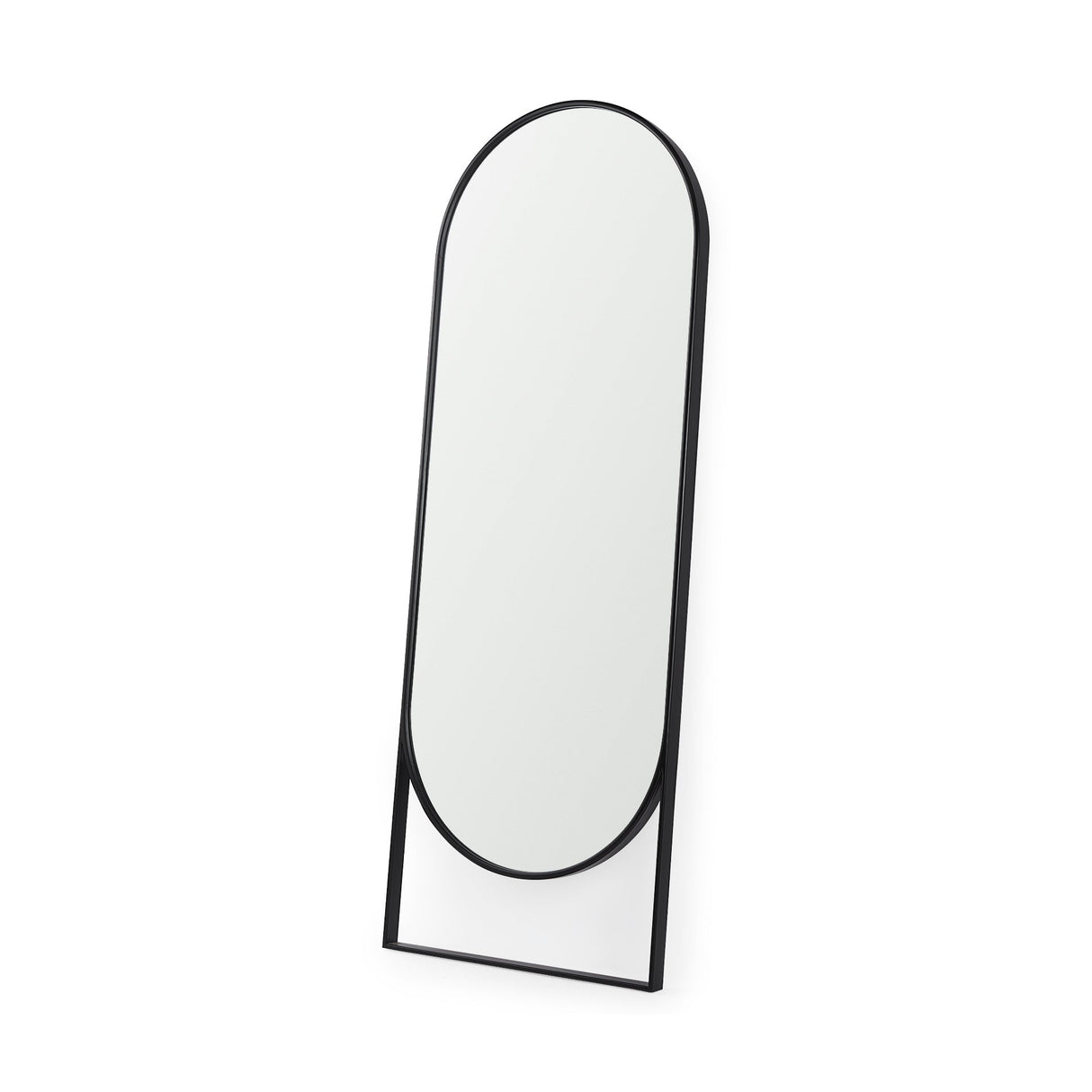 Sadie Black Metal Rounded Arch Floor Mirror by Mercana at Eve Furniture