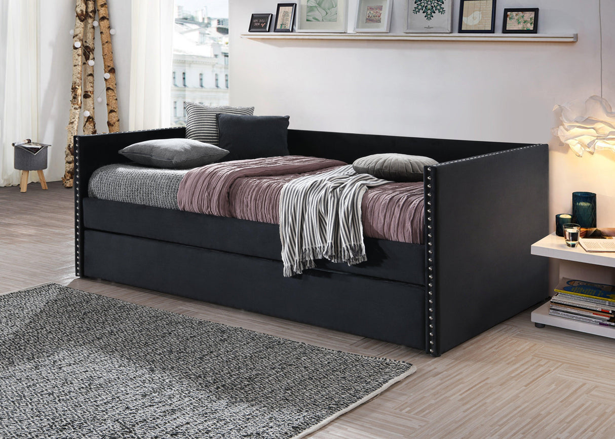 Sadie Black Velvet Twin Daybed by Crown Mark at Eve Furniture