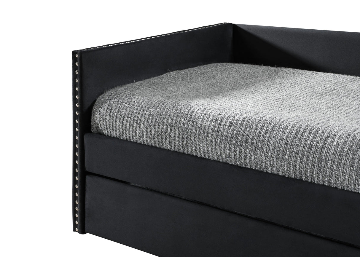 Sadie Black Velvet Twin Daybed by Crown Mark at Eve Furniture