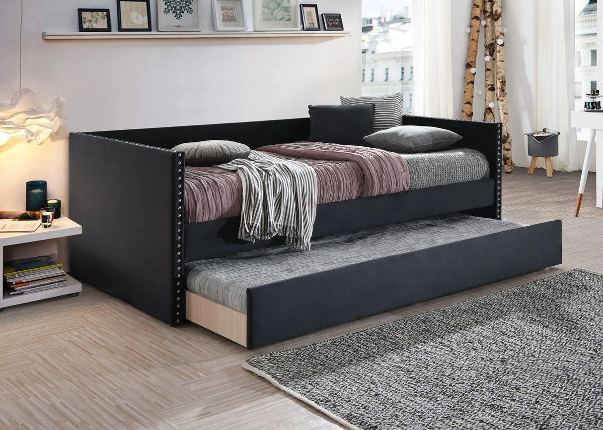 Sadie Black Velvet Twin Daybed by Crown Mark at Eve Furniture