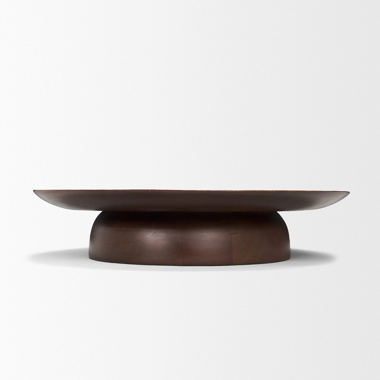 Sadira Large Mid-Dark Brown Solid Wood Round Riser by Mercana at Eve Furniture