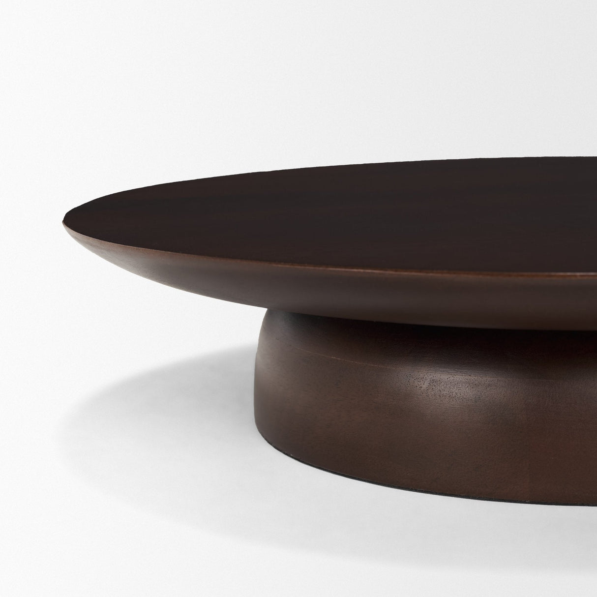 Sadira Large Mid-Dark Brown Solid Wood Round Riser by Mercana at Eve Furniture