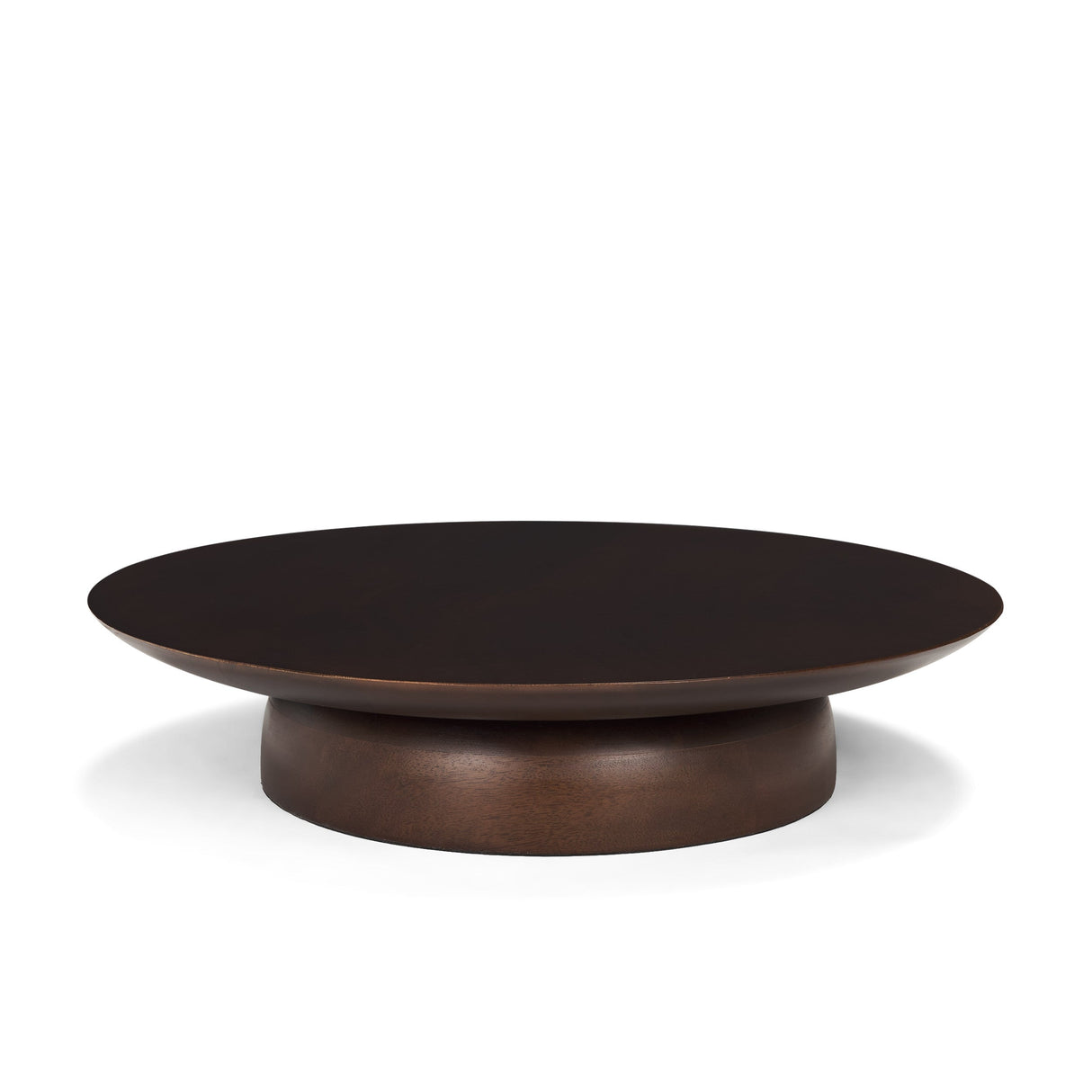 Sadira Large Mid-Dark Brown Solid Wood Round Riser by Mercana at Eve Furniture