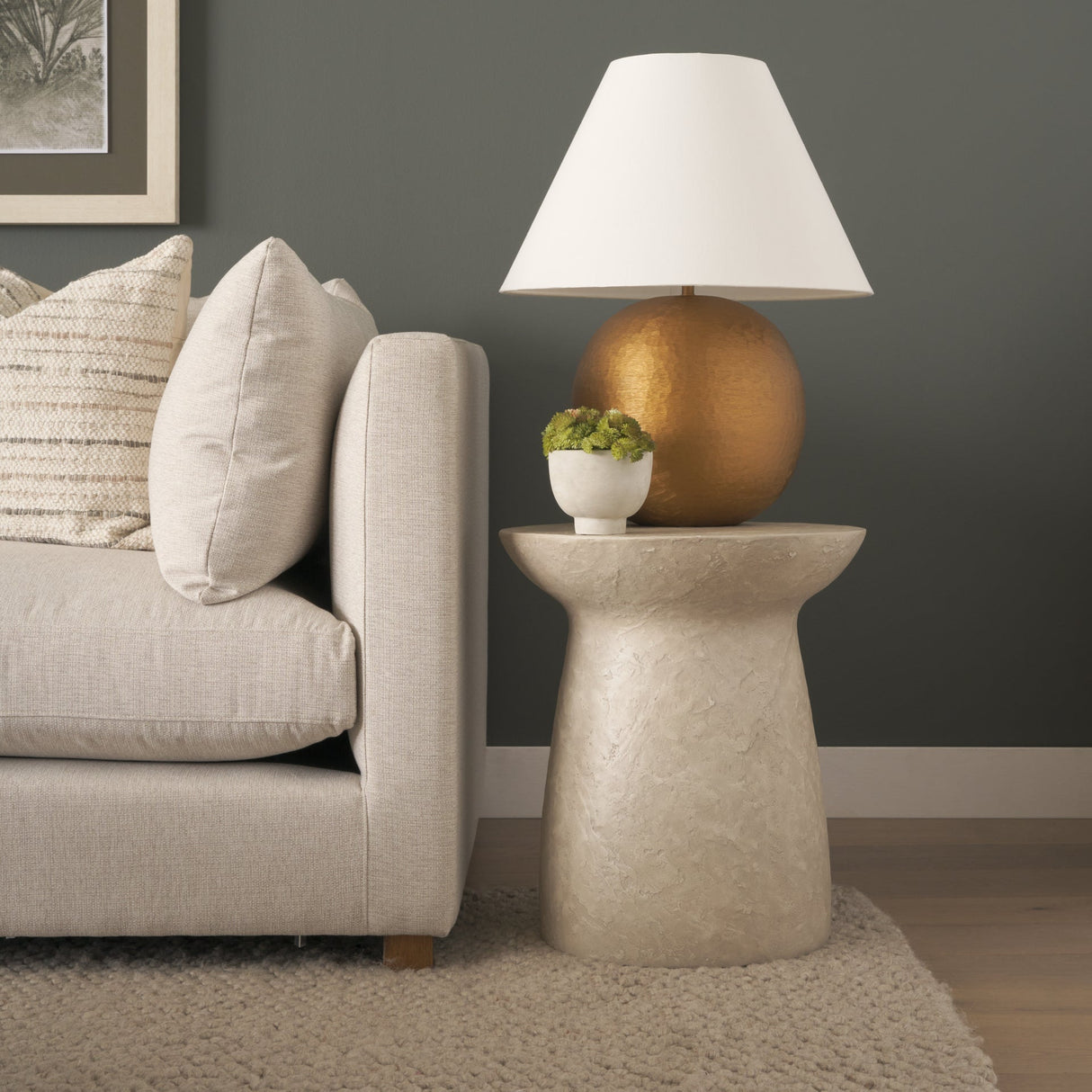 Sadiyah Antiqued Gold Brushed Metal w/ Cream Shade Table Lamp by Mercana at Eve Furniture