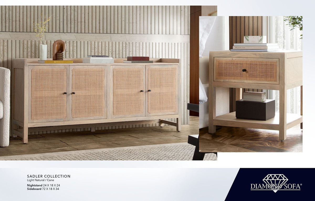 Sadler Natural Wood Sideboard by Diamond Sofa at Eve Furniture