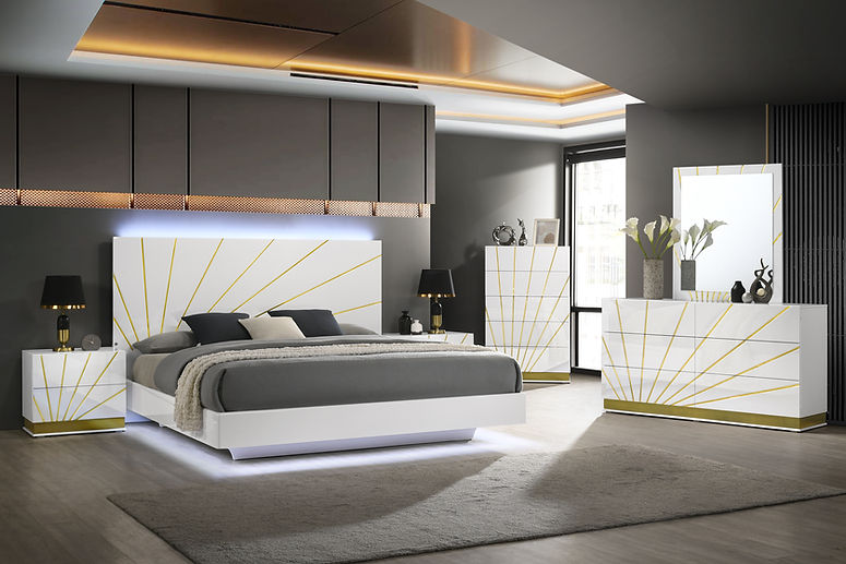 Safa Led White Platform Bedroom Set by New Era Innovations at Eve Furniture