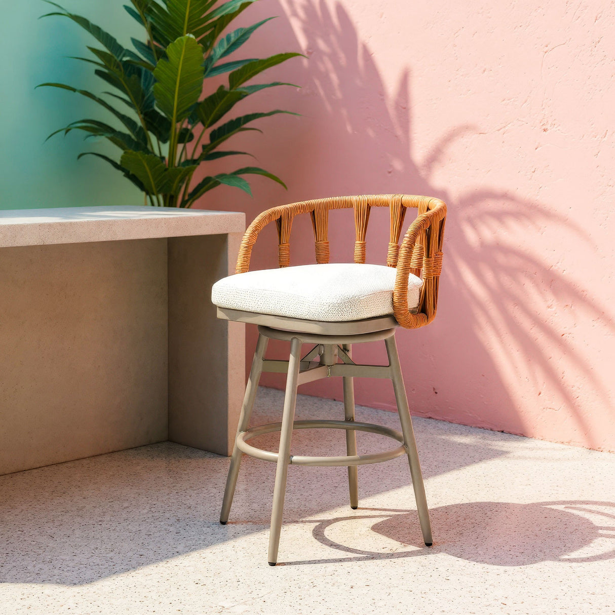 Safal Multicolor Outdoor Swivel Barstool by Zuomod at Eve Furniture