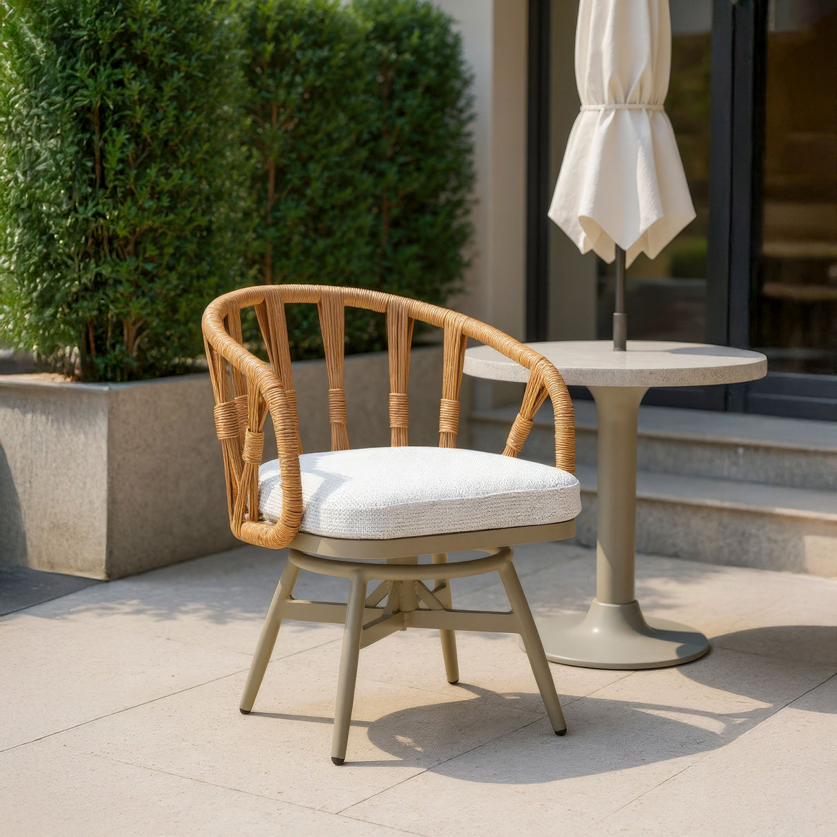 Safal Multicolor Outdoor Swivel Dining Chair by Zuomod at Eve Furniture