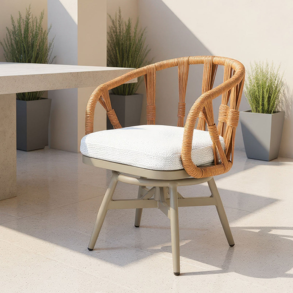 Safal Multicolor Outdoor Swivel Dining Chair by Zuomod at Eve Furniture