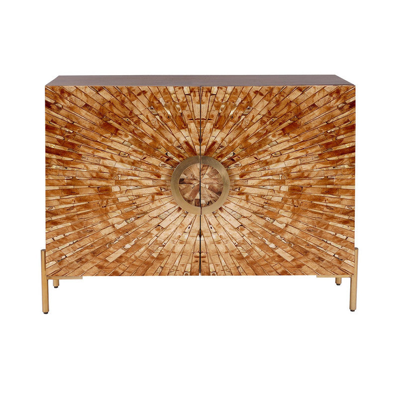 Safari Brown/Gold Bone İnlay Two-Door Cabinet by Crestview at Eve Furniture
