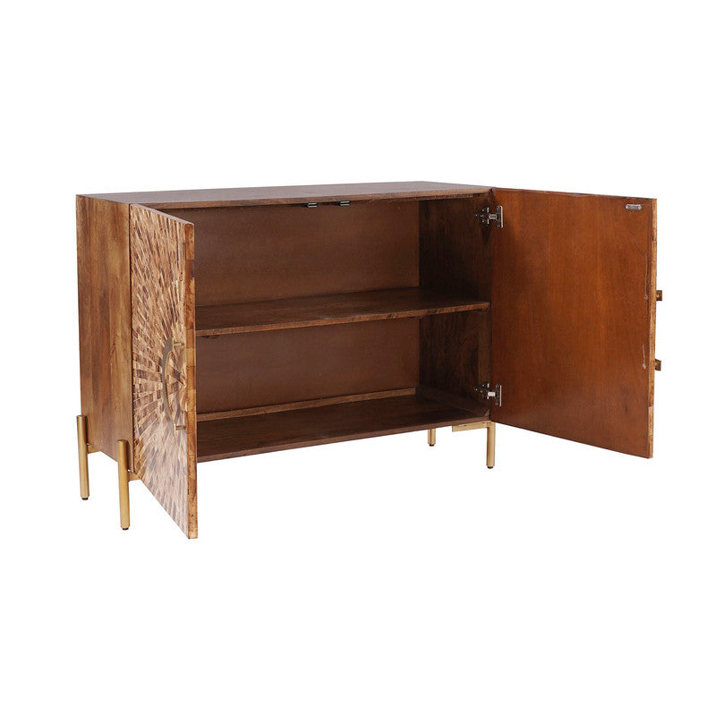 Safari Brown/Gold Bone İnlay Two-Door Cabinet by Crestview at Eve Furniture